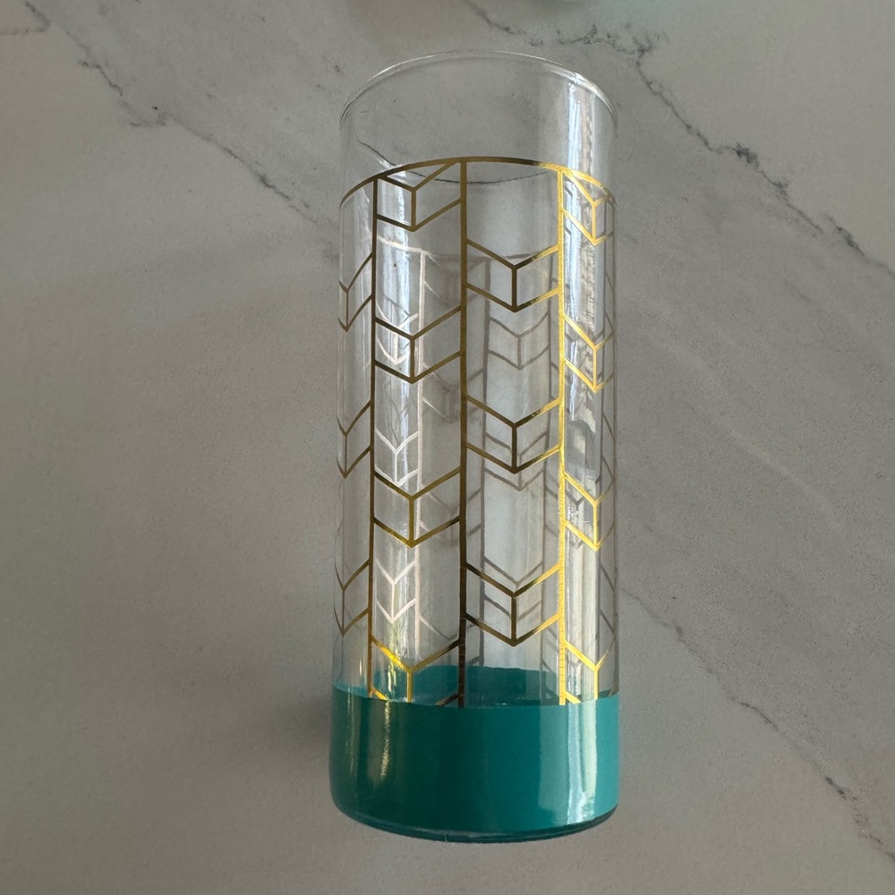 Glasses with Gold Geometric Pattern - Picture 4 of 6